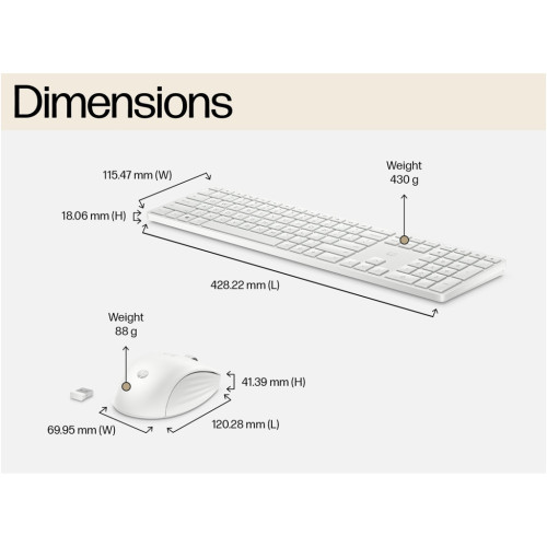 Комплект HP 650 Wireless UA White (4R016AA)