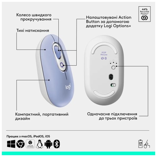 Комплект Logitech POP Icon Combo Bluetooth UA Lilac (920-013078)