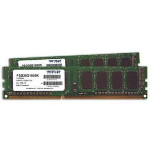 Модуль памяті для компютера DDR3 8GB (2x4GB) 1600 MHz Patriot (PSD38G1600K)