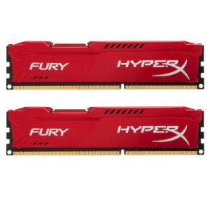 Модуль памяті для компютера DDR3 16Gb (2x8GB) 1600 MHz HyperX Fury Red Kingston Fury (ex.HyperX) (HX316C10FRK2/16)