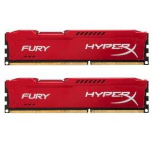 Модуль памяті для компютера DDR3 8Gb (2x4GB) 1600 MHz HyperX Fury Red Kingston Fury (ex.HyperX) (HX316C10FRK2/8)
