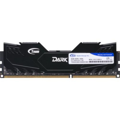 Модуль памяті для компютера DDR3 8GB 1600 Xtreem Dark Black Team (TDKED38G1600HC901)