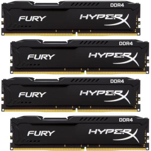 Модуль памяті для компютера DDR4 16GB (4x4GB) 2400 MHz Fury Blac Kingston Fury (ex.HyperX) (HX424C15FBK4/16)