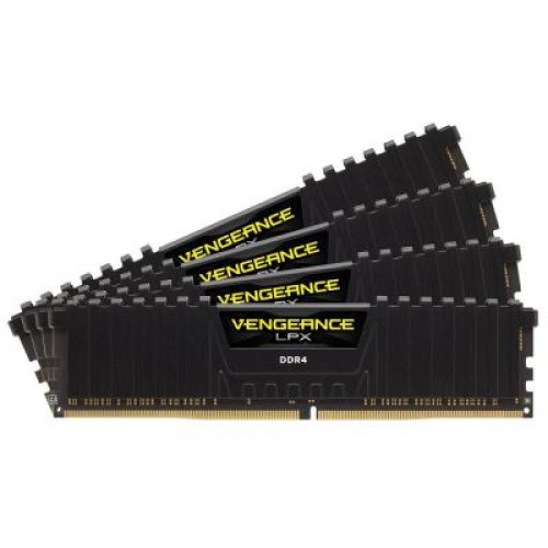 Модуль памяті для компютера DDR4 16GB (4x4GB) 2400 MHz Vengeance LPX Black Corsair (CMK16GX4M4A2400C14)