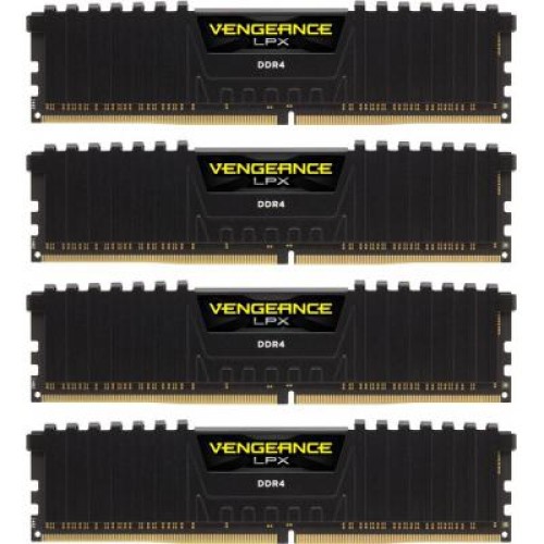 Модуль памяті для компютера DDR4 16GB (4x4GB) 2400 MHz Vengeance LPX Black Corsair (CMK16GX4M4A2400C14)