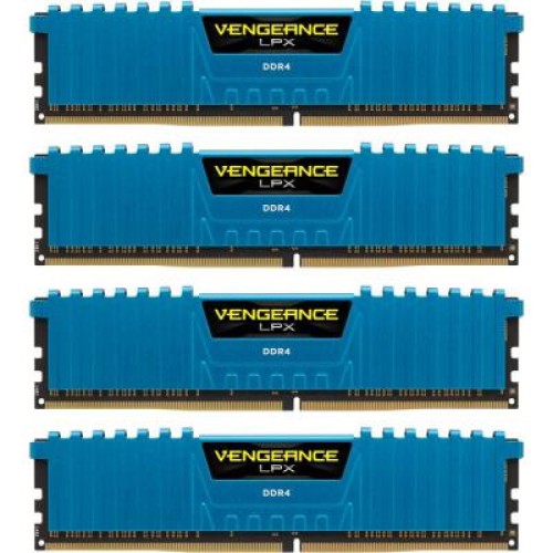 Модуль памяті для компютера DDR4 16GB (4x4GB) 2400 MHz Vengeance LPX Blue Corsair (CMK16GX4M4A2400C14B)