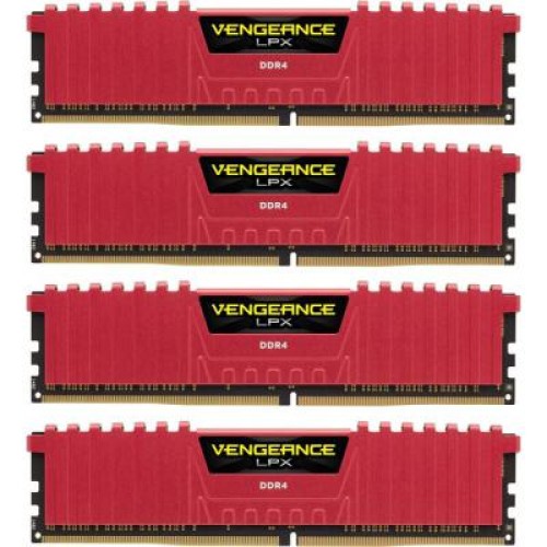 Модуль памяті для компютера DDR4 16GB (4x4GB) 2800 MHz Vengeance LPX Red Corsair (CMK16GX4M4A2800C16R)