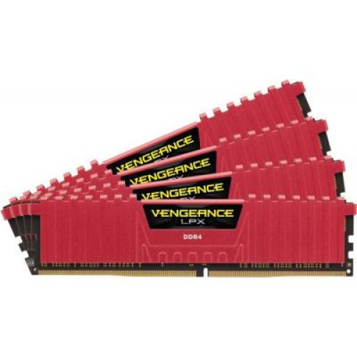 Модуль памяті для компютера DDR4 16GB (4x4GB) 3000 MHz Vengeance LPX Red Corsair (CMK16GX4M4B3000C15R)