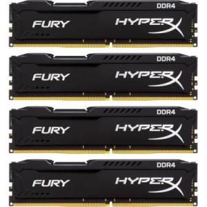 Модуль памяті для компютера DDR4 32GB (4x8GB) 2666 MHz Fury Black Kingston Fury (ex.HyperX) (HX426C15FBK4/32)