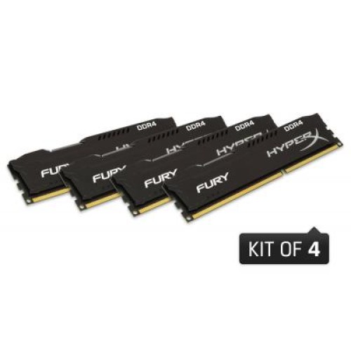 Модуль памяті для компютера DDR4 32GB (4x8GB) 2400 MHz Fury Black Kingston Fury (ex.HyperX) (HX424C15FBK4/32)