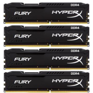 Модуль памяті для компютера DDR4 32GB (4x8GB) 2400 MHz Fury Black Kingston Fury (ex.HyperX) (HX424C15FBK4/32)