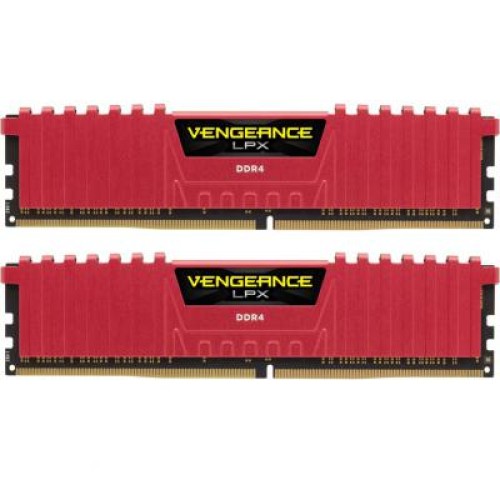 Модуль памяті для компютера DDR4 16GB (2x8GB) 2400 MHz Vengeance LPX Red Corsair (CMK16GX4M2A2400C14R)