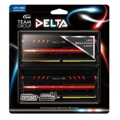 Модуль памяті для компютера DDR4 8GB (2x4GB) 2400 MHz Delta Red LED Team (TDTRD48G2400HC15ADC01)