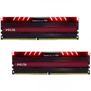 Модуль памяті для компютера DDR4 8GB (2x4GB) 2400 MHz Delta Red LED Team (TDTRD48G2400HC15ADC01)