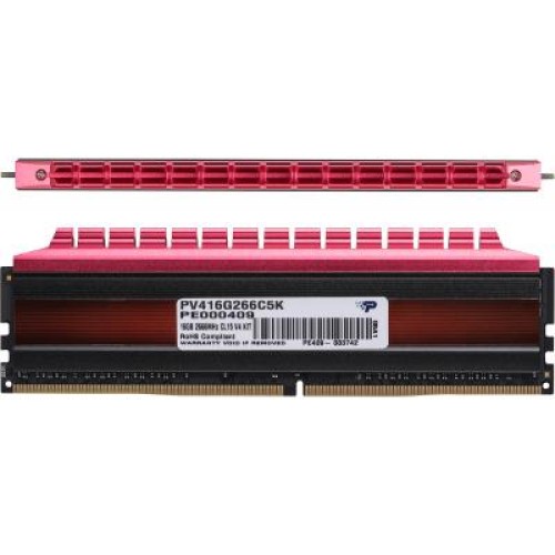 Модуль памяті для компютера DDR4 16GB (2x8GB) 2666 MHz PE-V4 BLK/RED DUALCH Patriot (PV416G266C5K)