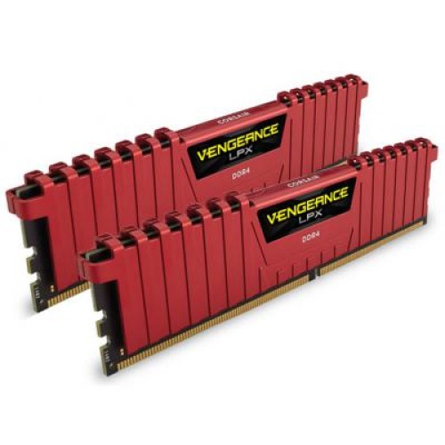 Модуль памяті для компютера DDR4 16GB (2x8GB) 2400 MHz Vengeance LPX Red Corsair (CMK16GX4M2A2400C16R)