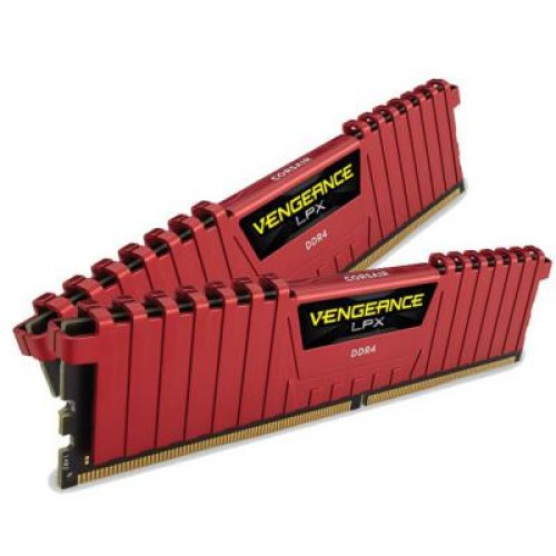 Модуль памяті для компютера DDR4 16GB (2x8GB) 2400 MHz Vengeance LPX Red Corsair (CMK16GX4M2A2400C16R)