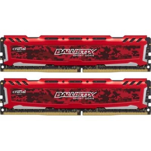 Модуль памяті для компютера DDR4 16GB (2x8GB) 2666 MHz Ballistix Sport Red Micron (BLS2C8G4D26BFSE)