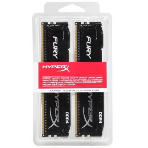 Модуль памяті для компютера DDR4 16GB (2x8GB) 2666 MHz HyperX FURY Black Kingston Fury (ex.HyperX) (HX426C16FB2K2/16)