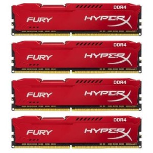 Модуль памяті для компютера DDR4 32GB (4x8GB) 2666 MHz HyperX FURY Red Kingston Fury (ex.HyperX) (HX426C16FR2K4/32)