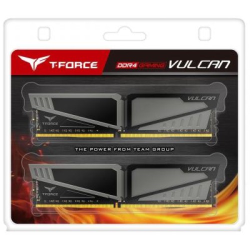 Модуль памяті для компютера DDR4 8GB (2x4GB) 2666 MHz T-Force Vulcan Gray Team (TLGD48G2666HC15BDC01)