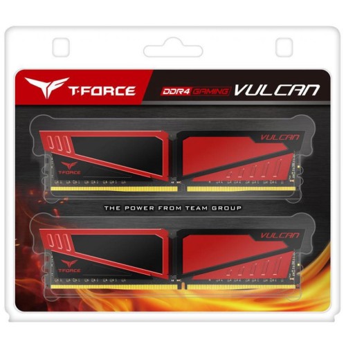 Модуль памяті для компютера DDR4 16GB (2x8GB) 2400 MHz T-Force Vulcan Red Team (TLRED416G2400HC14DC01)