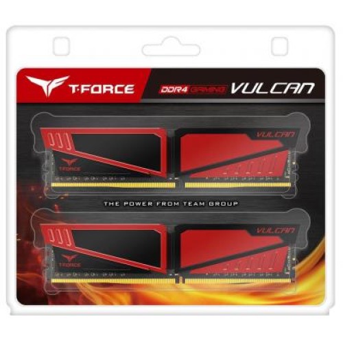 Модуль памяті для компютера DDR4 16GB (2x8GB) 2666 MHz T-Force Vulcan Red Team (TLRED416G2666HC15BDC01)