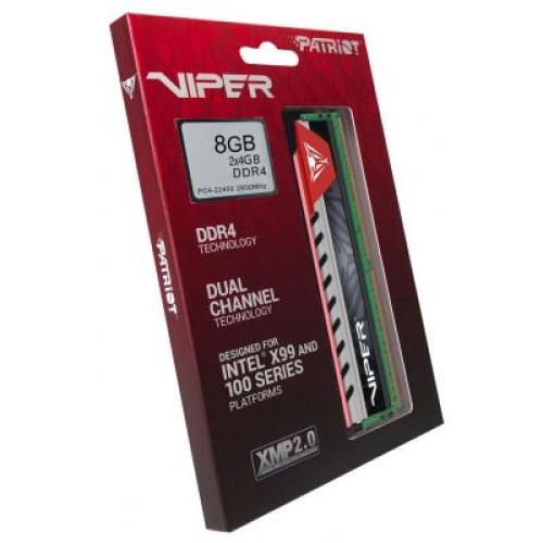 Модуль памяті для компютера DDR4 8GB (2x4GB) 2800 MHz Viper Elite Red Patriot (PVE48G280C6KRD)