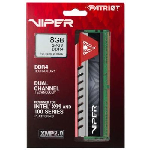 Модуль памяті для компютера DDR4 8GB (2x4GB) 2800 MHz Viper Elite Red Patriot (PVE48G280C6KRD)