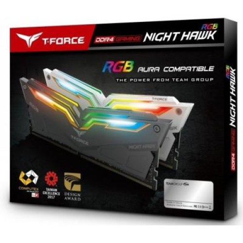 Модуль памяті для компютера DDR4 16GB (2x8GB) 3000 MHz T-Force Night Hawk RGB Black Team (TF1D416G3000HC16CDC01)