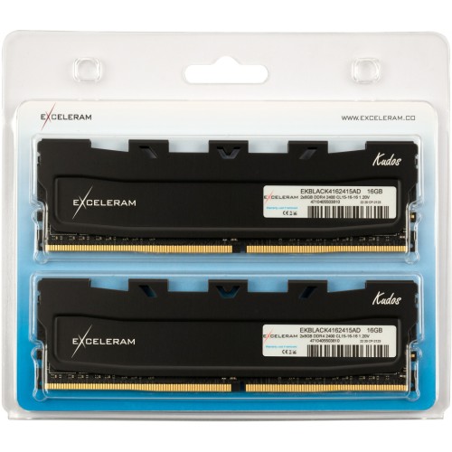 Модуль памяті для компютера DDR4 16GB (2x8GB) 2400 MHz Black Kudos eXceleram (EKBLACK4162415AD)