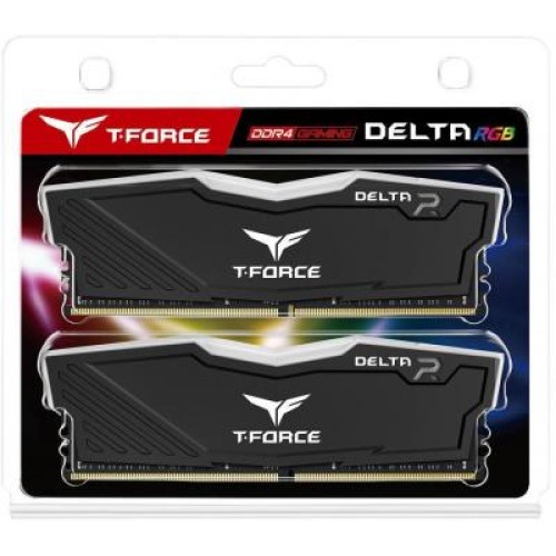 Модуль памяті для компютера DDR4 16GB (2x8GB) 2400 MHz T-Force Delta Black RGB Team (TF3D416G2400HC15BDC01)