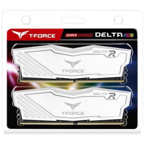 Модуль памяті для компютера DDR4 16GB (2x8GB) 2400 MHz T-Force Delta White RGB Team (TF4D416G2400HC15BDC01)