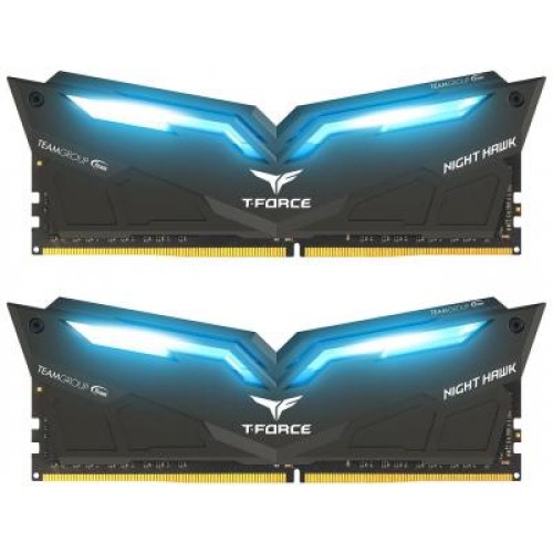 Модуль памяті для компютера DDR4 16GB (2x8GB) 3200 MHz T-Force Night Hawk Blue LED Team (THBD416G3200HC16CDC01)