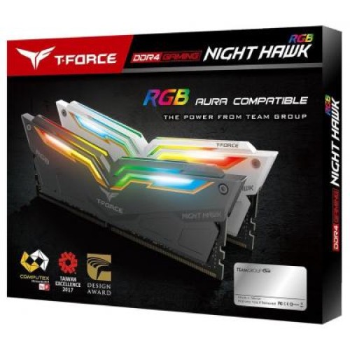 Модуль памяті для компютера DDR4 16GB (2x8GB) 3200 MHz T-Force Night Hawk RGB Black Team (TF1D416G3200HC16CDC01)