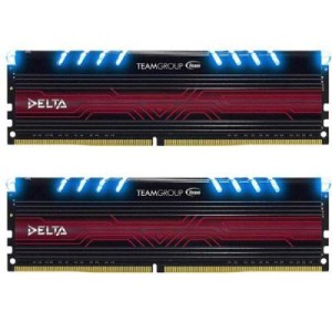 Модуль памяті для компютера DDR4 8GB (2x4GB) 2400 MHz T-Force Delta Blue LED Team (TDTBD48G2400HC15ADC01)