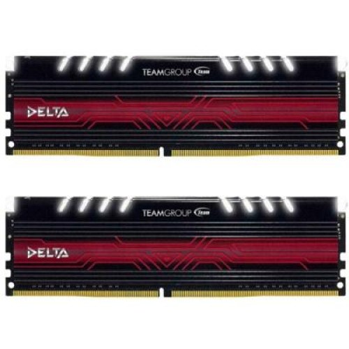 Модуль памяті для компютера DDR4 8GB (2x4GB) 2400 MHz T-Force Delta White RGB Team (TF4D48G2400HC15BDC01)