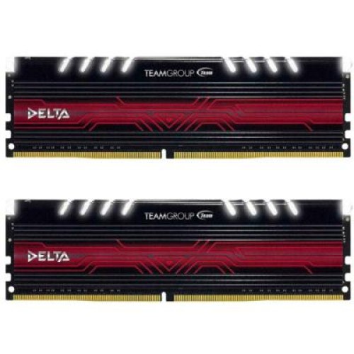 Модуль памяті для компютера DDR4 8GB (2x4GB) 2666 MHz T-Force Delta White RGB Team (TF4D48G2666HC15BDC01)