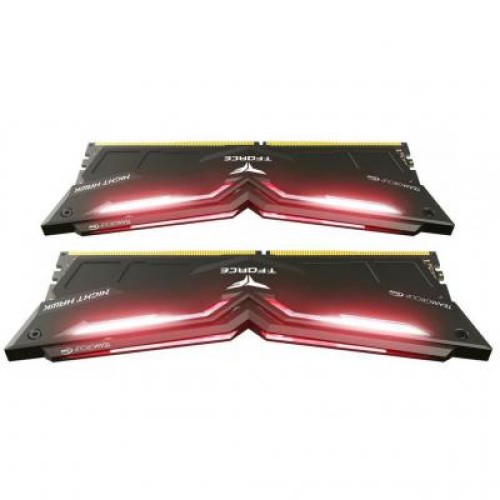 Модуль памяті для компютера DDR4 16GB (2x8GB) 2666 MHz T-Force Night Hawk Black LED/Red Team (THRD416G2666HC15BDC01)