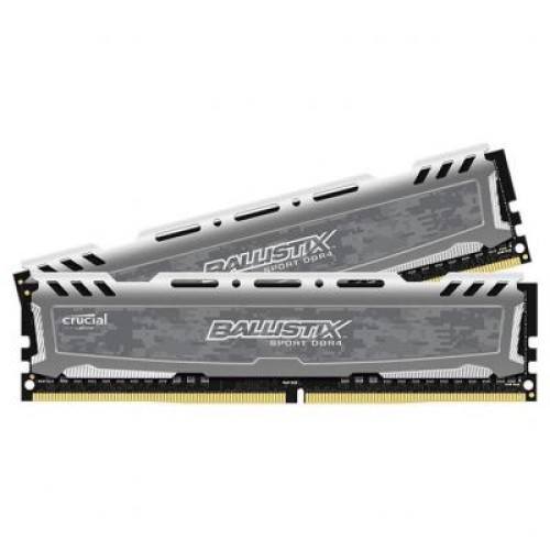 Модуль памяті для компютера DDR4 16GB (2x8GB) 2666 MHz Ballistix Sport LTGrey Micron (BLS2C8G4D26BFSBK)