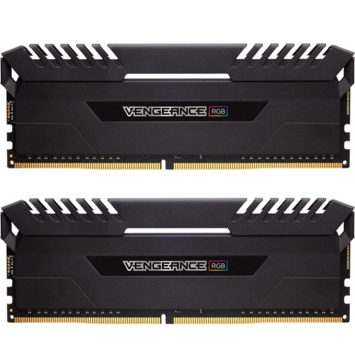 Модуль памяті для компютера DDR4 16GB (2x8GB) 2666 MHz Vengeance RGB Black Corsair (CMR16GX4M2A2666C16)