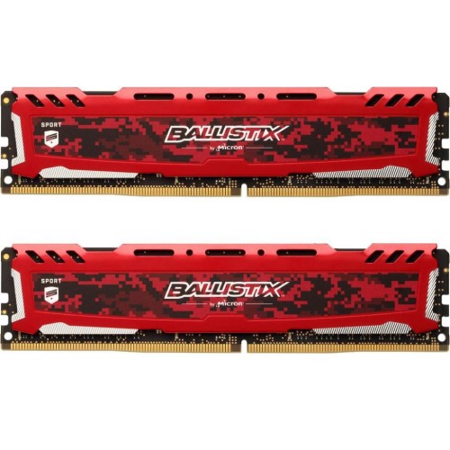 Модуль памяті для компютера DDR4 16GB (2x8GB) 2400 MHz Ballistix Sport Red Micron (BLS2K8G4D240FSEK)