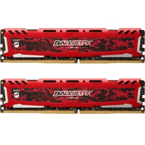 Модуль памяті для компютера DDR4 16GB (2x8GB) 2666 MHz Ballistix Sport Red Micron (BLS2K8G4D26BFSE)