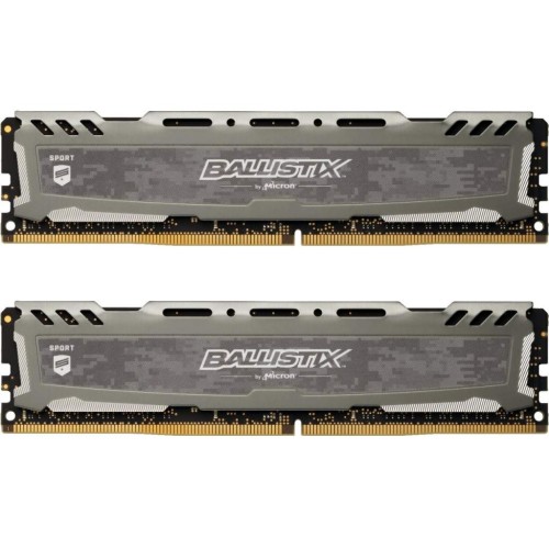 Модуль памяті для компютера DDR4 16GB (2x8GB) 3000 MHz Ballistix Sport LT Gray Micron (BLS2K8G4D30AESBK)