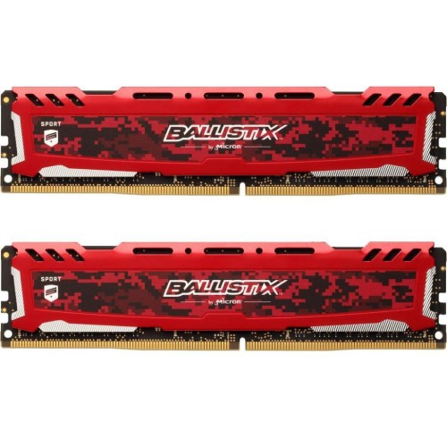 Модуль памяті для компютера DDR4 16GB (2x8GB) 3000 MHz Ballistix Sport Red Micron (BLS2K8G4D30AESEK)