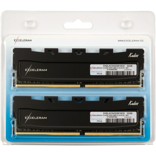 Модуль памяті для компютера DDR4 32GB (2x16GB) 3600 MHz Black Kudos eXceleram (EKBLACK4323618CD)