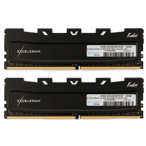 Модуль памяті для компютера DDR4 32GB (2x16GB) 3600 MHz Black Kudos eXceleram (EKBLACK4323618CD)