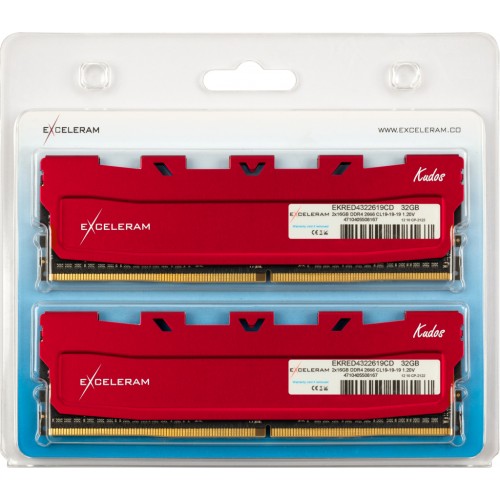 Модуль памяті для компютера DDR4 32GB (2x16GB) 2666 MHz Red Kudos eXceleram (EKRED4322619CD)