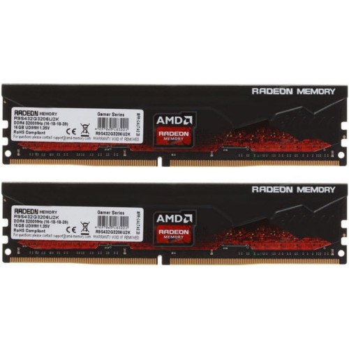 Модуль памяті для компютера DDR4 32GB (2x16GB) 3200 MHz Radeon R9 AMD (R9S432G3206U2K)