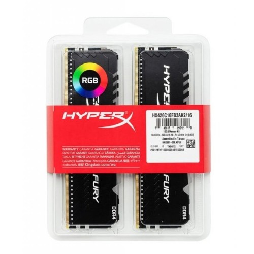 Модуль памяті для компютера DDR4 64GB (2x32GB) 2666 MHz HyperX Fury RGB Kingston Fury (ex.HyperX) (HX426C16FB3AK2/64)